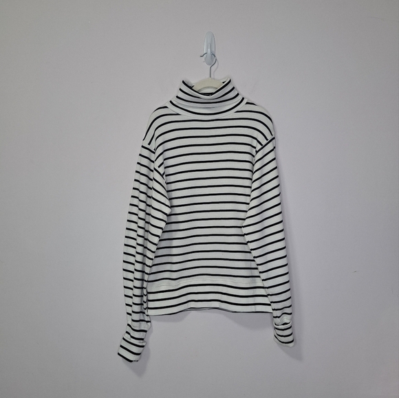 Addison Bay Luxe Terry Lyndon Pullover Sweatshirt Navy Stripe Small - Picture 5 of 10